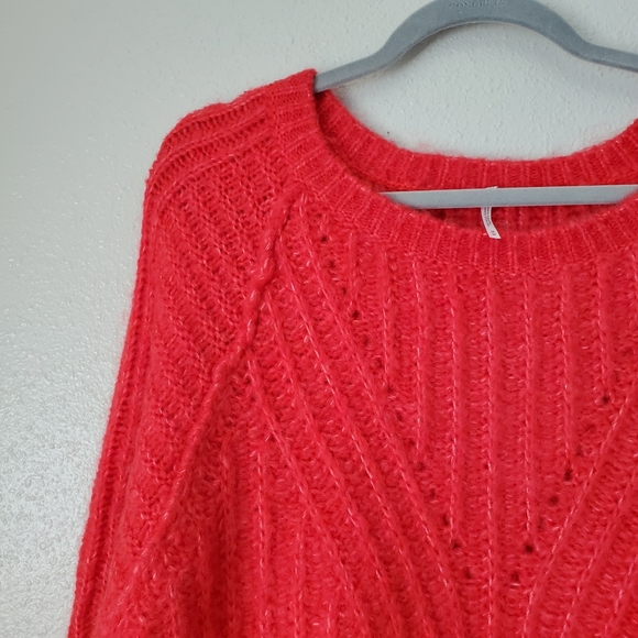 Free People Red Hot Carter Knit Pullover Balloon Sleeve Sweater Top Womens M - Picture 13 of 13